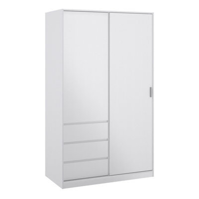 Furniture To Go Naia Wardrobe With 1 Sliding Door 1 Door 3 Drawers In White High Gloss (W) 118.5 X  (H) 200.4 X (D) 60Cm - image 1