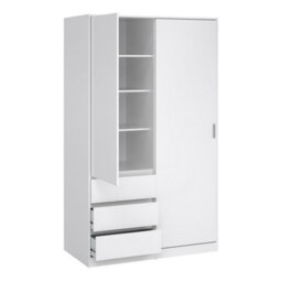 Furniture To Go Naia Wardrobe With 1 Sliding Door 1 Door 3 Drawers In White High Gloss (W) 118.5 X  (H) 200.4 X (D) 60Cm - thumbnail 5