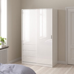 Furniture To Go Naia Wardrobe With 1 Sliding Door 1 Door 3 Drawers In White High Gloss (W) 118.5 X  (H) 200.4 X (D) 60Cm - thumbnail 6