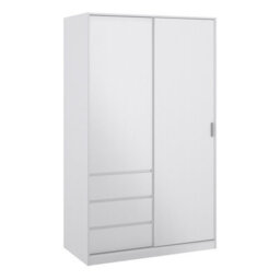 Furniture To Go Naia Wardrobe With 1 Sliding Door 1 Door 3 Drawers In White High Gloss (W) 118.5 X  (H) 200.4 X (D) 60Cm - thumbnail 1