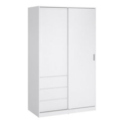 Furniture To Go Naia Wardrobe With 1 Sliding Door 1 Door 3 Drawers In White High Gloss (W) 118.5 X  (H) 200.4 X (D) 60Cm - thumbnail 2