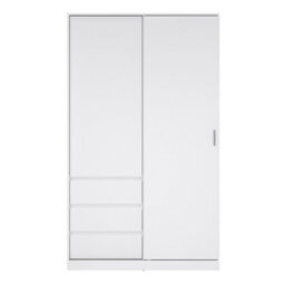 Furniture To Go Naia Wardrobe With 1 Sliding Door 1 Door 3 Drawers In White High Gloss (W) 118.5 X  (H) 200.4 X (D) 60Cm - thumbnail 3