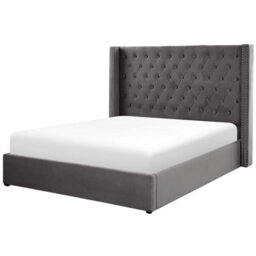 Beliani Ottoman Bed Velvet Lubbon 180 X 200 Cm (Eu Super King) Grey - thumbnail 7