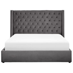 Beliani Ottoman Bed Velvet Lubbon 180 X 200 Cm (Eu Super King) Grey - thumbnail 4