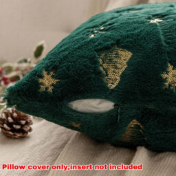 Amorly 2Pcs 18X18In Christmas Tree Cushion Covers, Green Throw Pillow Cases With Gold Glitter Snowflake, Not Included For Sofa Bed Decor - thumbnail 4