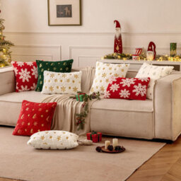 Amorly 2Pcs 18X18In Christmas Tree Cushion Covers, Green Throw Pillow Cases With Gold Glitter Snowflake, Not Included For Sofa Bed Decor - thumbnail 7