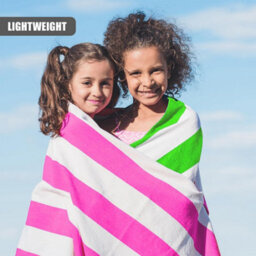 Geezy Microfibre Beach Towels Set Of 4 Striped Blue Pink Green Orange Quick Dry Travel - thumbnail 8