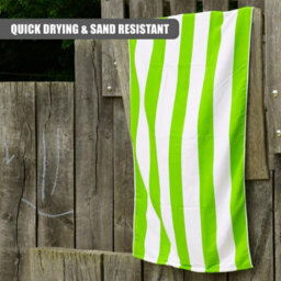 Geezy Microfibre Beach Towels Set Of 4 Striped Blue Pink Green Orange Quick Dry Travel - thumbnail 9