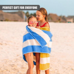 Geezy Microfibre Beach Towels Set Of 4 Striped Blue Pink Green Orange Quick Dry Travel - thumbnail 3