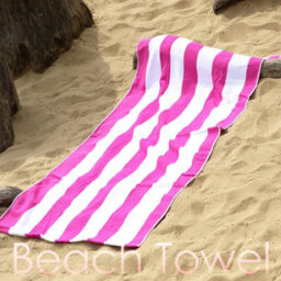 Geezy Microfibre Beach Towels Set Of 4 Striped Blue Pink Green Orange Quick Dry Travel - thumbnail 6