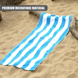 Geezy Microfibre Beach Towels Set Of 4 Striped Blue Pink Green Orange Quick Dry Travel - thumbnail 5
