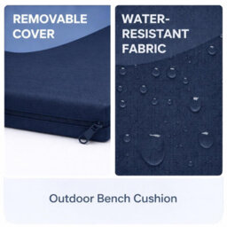 House Of Home Outdoor Bench Cushion Navy 2 Seater 108Cm - thumbnail 4