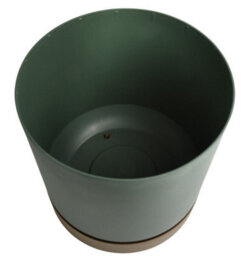 B2C Round Flower Pot Planter With Saucer Indoor Outdoor Two Tone Matt Modern Decor  8L (D239mm X H231mm Pine Green - thumbnail 6
