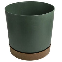 B2C Round Flower Pot Planter With Saucer Indoor Outdoor Two Tone Matt Modern Decor  8L (D239mm X H231mm Pine Green - thumbnail 3