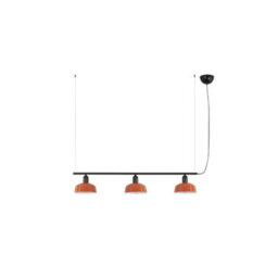 Luminosa Lighting Luminosa Tatawin Small Bar Pendant Ceiling Light Black, Gloss Reddish Orange 3X E27