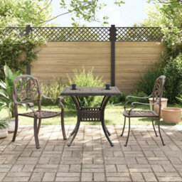 Berkfield 3 Piece Bistro Set Bronze Cast Aluminium - thumbnail 2