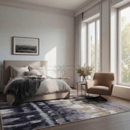 Loomed Storm Blue & Grey Modern Abstract Machine Washable Soft Area Rug 200Cm X 290Cm - thumbnail 5