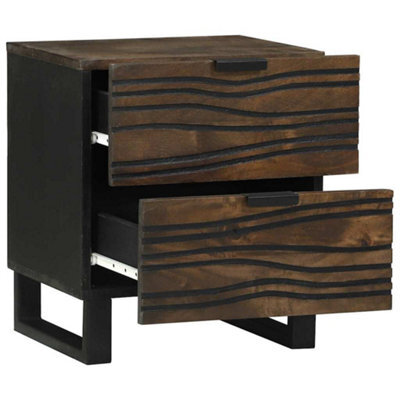 Berkfield Industrial Bedside Table Walnut Solid Mango Wood And Engineered Wood