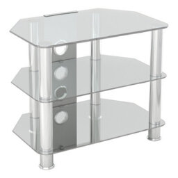 "Avf Classic 60Cm Glass Corner Tv Stand With Cable Management For Tvs Up To 32"" - Clear & Chrome"