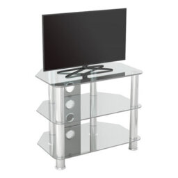 "Avf Classic 60Cm Glass Corner Tv Stand With Cable Management For Tvs Up To 32"" - Clear & Chrome" - thumbnail 4