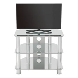 "Avf Classic 60Cm Glass Corner Tv Stand With Cable Management For Tvs Up To 32"" - Clear & Chrome" - thumbnail 5