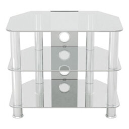 "Avf Classic 60Cm Glass Corner Tv Stand With Cable Management For Tvs Up To 32"" - Clear & Chrome" - thumbnail 2