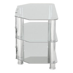 "Avf Classic 60Cm Glass Corner Tv Stand With Cable Management For Tvs Up To 32"" - Clear & Chrome" - thumbnail 3