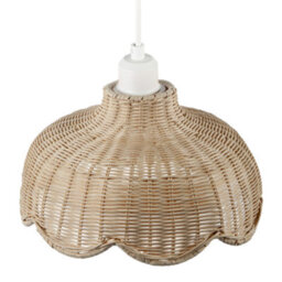 Happy Homewares Handwoven Natural Rattan Pendant Light Shade With Scalloped Edge - thumbnail 3