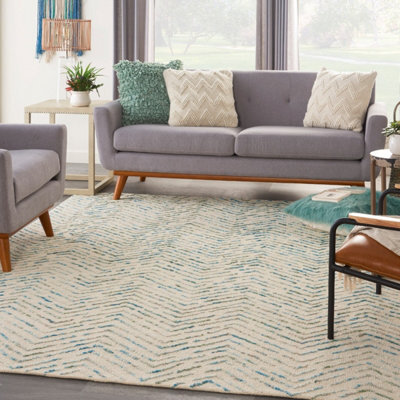 Colorado Clr02 Ivory Green Wool Rug By Nourison-236Cm X 297Cm - image 1