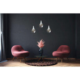 Luminosa Lighting Luminosa Lacrima Bar Pendant Ceiling Light Black, Silver Smoky Glass Shade 3X E27 - thumbnail 2