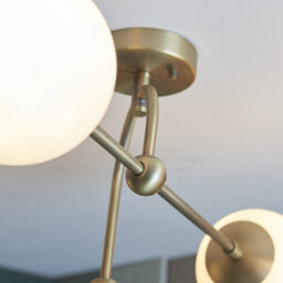 Luminosa Lighting Luminosa Cosenza 4 Light Ceiling Semi Flush Matt Antique Brass Plate & Opal Glass - thumbnail 3