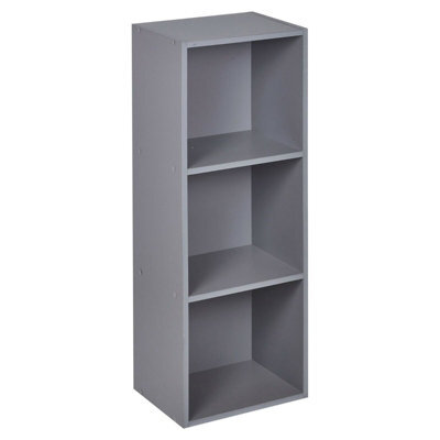 Urbn-Living Urbnliving Height 79.5Cm 3 Tier Wooden Bookcase Shelving Colour Grey Display Storage Shelf Unit Wood - image 1