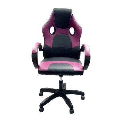 Balck & Purple Luxury Executive Racing Gaming Office Chair Lift Swivel Computer Desk Chairs - image 1