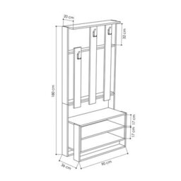 Decortie Modern Chester Wall-Mounted Hall Tree 180(H) Cm Mocha Grey Anthracite Grey - thumbnail 3