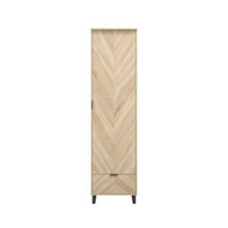Wyld Haus Skerries Single-Door Wardrobe With Oak Drawer, Matt White, 1900mm - thumbnail 3