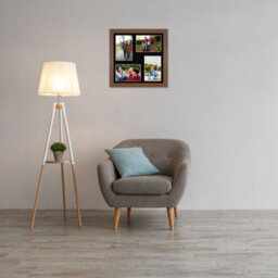 AK Frames 12X12 Walnut Modern Multi Photo Frame With Black Mount - Holds 4 Apertures (4X) 6X4 Photos - thumbnail 3