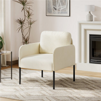 Yaheetech Modern Corduroy Tub Accent Chair, Upholstered Armchair With Removable Pillow Back, Beige - image 1