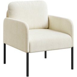 Yaheetech Modern Corduroy Tub Accent Chair, Upholstered Armchair With Removable Pillow Back, Beige - thumbnail 2