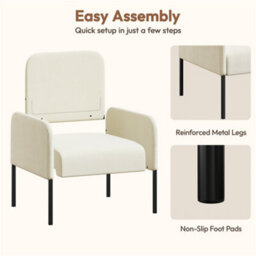 Yaheetech Modern Corduroy Tub Accent Chair, Upholstered Armchair With Removable Pillow Back, Beige - thumbnail 6