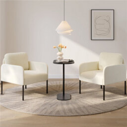 Yaheetech Modern Corduroy Tub Accent Chair, Upholstered Armchair With Removable Pillow Back, Beige - thumbnail 7