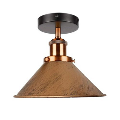 Semi Flush Mount Lighting For Bedroom Livingroom Kitchen With E27 Holder 22Cm Cone Lampshade Easy Fit Durable Metal No Bulb - image 1