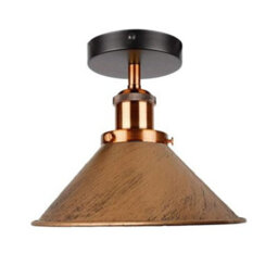 Semi Flush Mount Lighting For Bedroom Livingroom Kitchen With E27 Holder 22Cm Cone Lampshade Easy Fit Durable Metal No Bulb - thumbnail 1