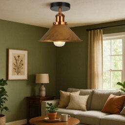 Semi Flush Mount Lighting For Bedroom Livingroom Kitchen With E27 Holder 22Cm Cone Lampshade Easy Fit Durable Metal No Bulb - thumbnail 2