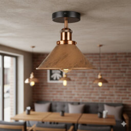 Semi Flush Mount Lighting For Bedroom Livingroom Kitchen With E27 Holder 22Cm Cone Lampshade Easy Fit Durable Metal No Bulb - thumbnail 5