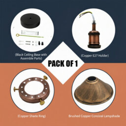 Semi Flush Mount Lighting For Bedroom Livingroom Kitchen With E27 Holder 22Cm Cone Lampshade Easy Fit Durable Metal No Bulb - thumbnail 6