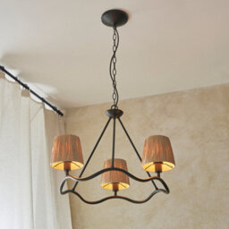 Luminosa Lighting Luminosa Wriggle Multi Arm Pendant Ceiling Light Matt Black, Natural Raffia, 3X E14 - thumbnail 4