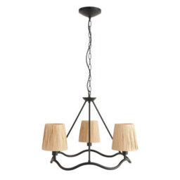 Luminosa Lighting Luminosa Wriggle Multi Arm Pendant Ceiling Light Matt Black, Natural Raffia, 3X E14 - thumbnail 8
