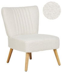 Beliani Armless Armchair White Boucle Vertical Tufting - Compact Accent Chair - thumbnail 3