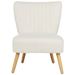 Beliani Armless Armchair White Boucle Vertical Tufting - Compact Accent Chair - thumbnail 1