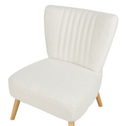 Beliani Armless Armchair White Boucle Vertical Tufting - Compact Accent Chair - thumbnail 7